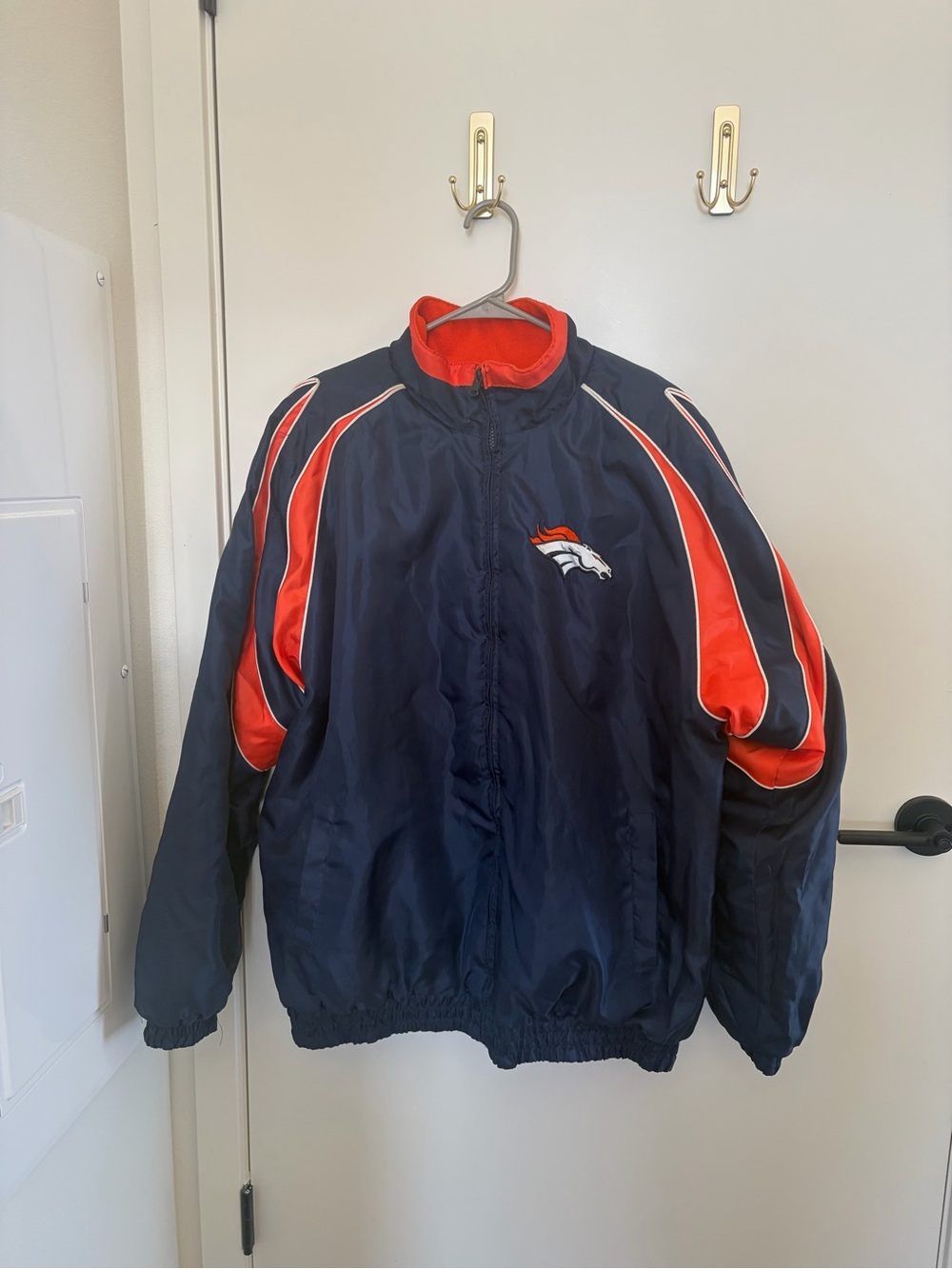 Denver Broncos Men’s Navy & Orange Team Jacket - Reversible Fleece Jacket
